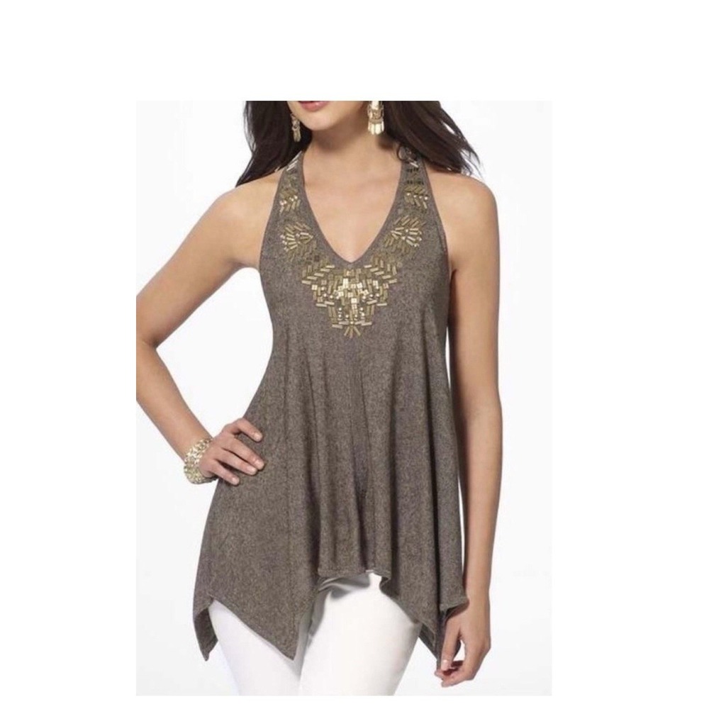 Cache Women's Small Sequin Green Tank Top